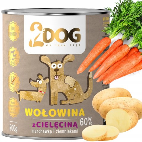 2Dog mokra karma wołowina z cielęcina 800g