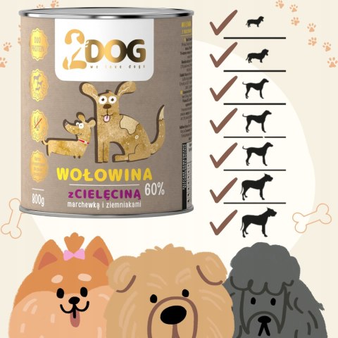 2Dog mokra karma wołowina z cielęcina 800g