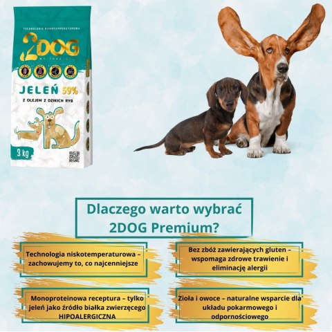 SUCHA KARMA DLA PSA 2Dog JELEŃ 3kg ZIMNOTŁOCZONA HIPOALERGICZNA BEZ GLUTENU