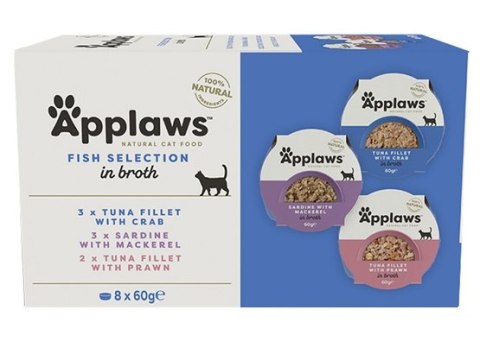 Applaws miseczki dla kota z rybą zestaw 8x60g, na wyjazd