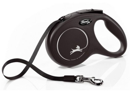 Flexi New Classic Smycz taśma M 5m do 25kg, czarna