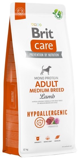 Brit Care Hypoallergenic Adult Medium Lamb 12kg,dla dorosłych psów średnich ras (10 -25 kg).