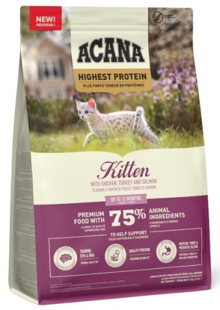 Acana Highest Protein Kitten -dla kociąt z kurczakiem, indykiem i łososiem 1,8kg
