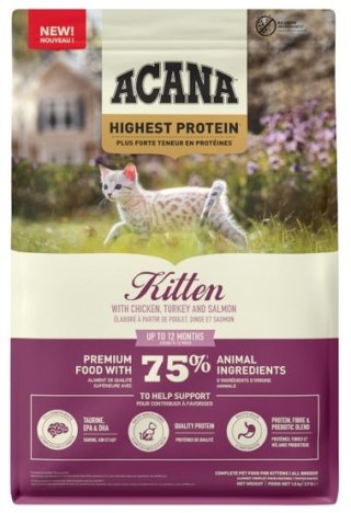 Acana Highest Protein Kitten -dla kociąt z kurczakiem, indykiem i łososiem 1,8kg