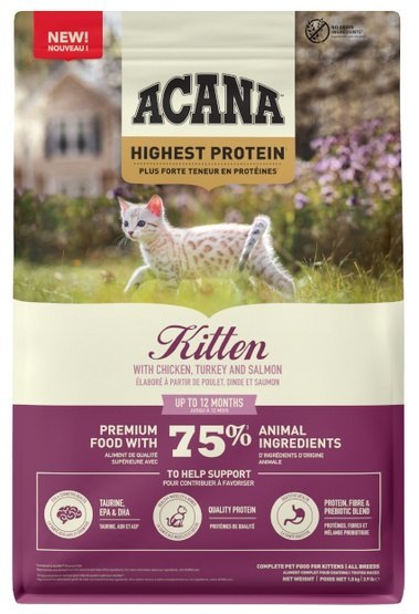 Acana Highest Protein Kitten -dla kociąt z kurczakiem, indykiem i łososiem 1,8kg