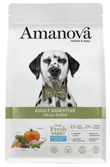 Amanova Dog Adult Digestive Divine - królik 10kg, hypoalergiczna