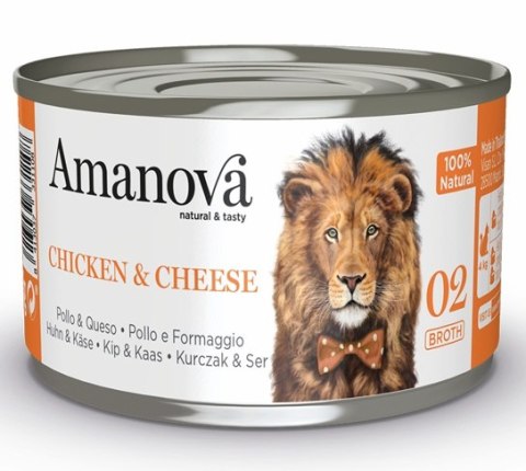 Amanova Cat kurczak i ser w bulionie puszka 70g, naturalna mokra karma [02]