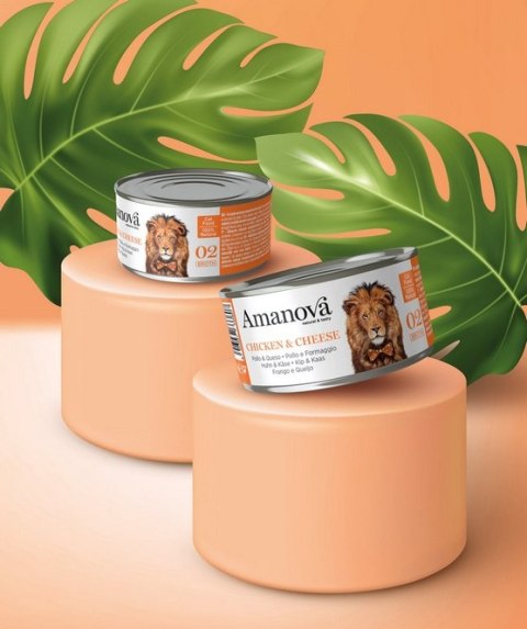 Amanova Cat kurczak i ser w bulionie puszka 70g, naturalna mokra karma [02]