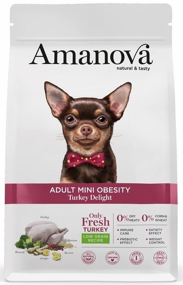Amanova Dog Adult Mini Obesity Turkey Delight - indyk 7kg, lekkostrawna dla małych ras