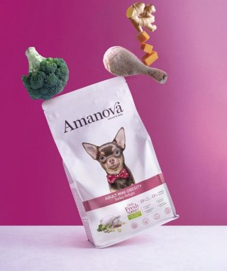Amanova Dog Adult Mini Obesity Turkey Delight - indyk 7kg, lekkostrawna dla małych ras