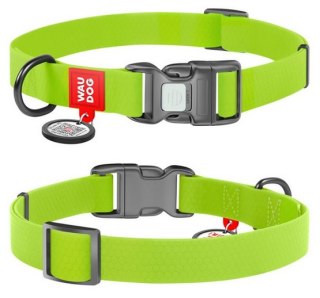 Collar Obroża wodoodporna z QR-paszportem, plastikowy fastex, L 25mm/33-49cm jasnozielona