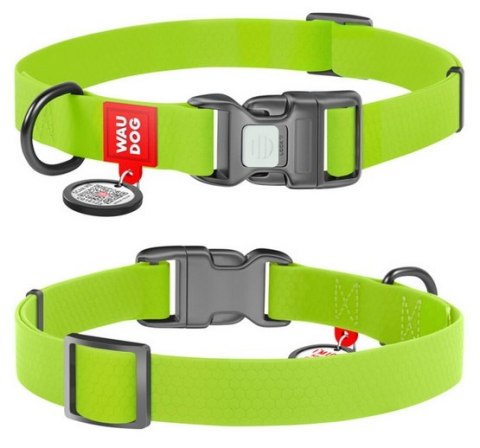Collar Obroża wodoodporna z QR-paszportem, plastikowy fastex, L 25mm/33-49cm jasnozielona