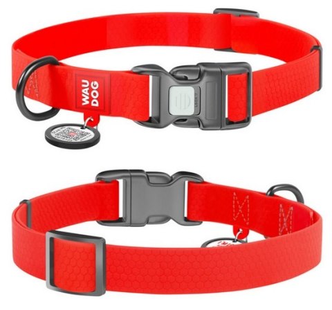 Collar Obroża wodoodporna z QR-paszportem, plastikowy fastex, M 20mm/28-40cm czerwona