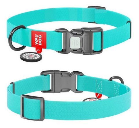 Collar WauDog Obroża wodoodporna z QR-paszportem, akumulująca światło, plastikowy fastex, 15mm/25-35cm