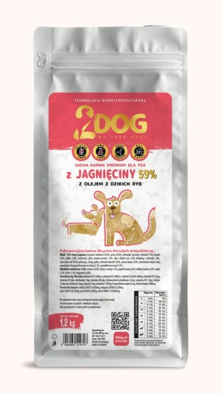 SUCHA KARMA DLA PSA 2Dog JAGNIĘCINA 1,2kg ZIMNOTŁOCZONA HIPOALERGICZNA MONO