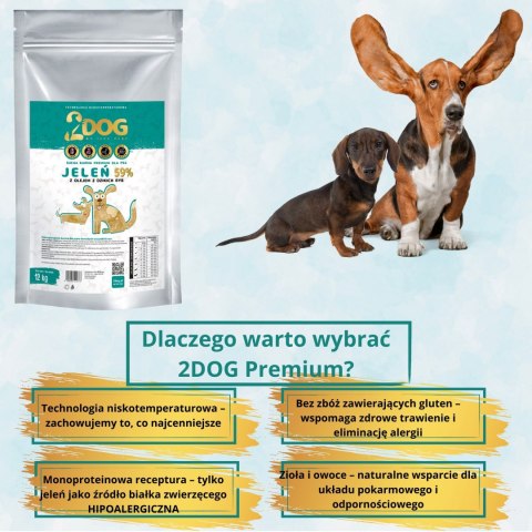 SUCHA KARMA DLA PSA 2Dog JELEŃ 12kg ZIMNOTŁOCZONA HIPOALERGICZNA BEZ GLUTEN