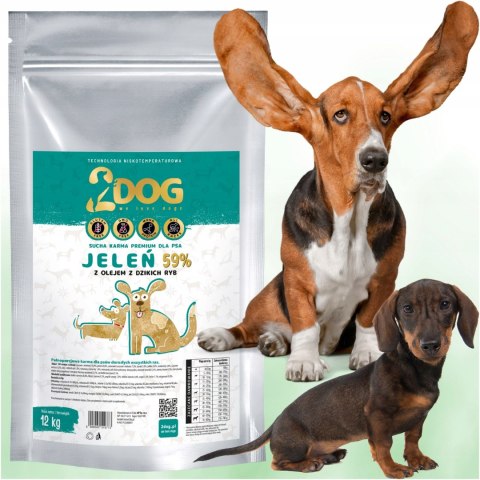 SUCHA KARMA DLA PSA 2Dog JELEŃ 12kg ZIMNOTŁOCZONA HIPOALERGICZNA BEZ GLUTEN