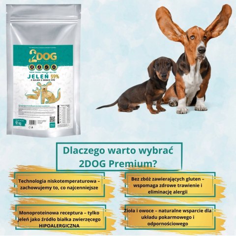 SUCHA KARMA DLA PSA 2Dog JELEŃ 12kg ZIMNOTŁOCZONA HIPOALERGICZNA BEZ GLUTEN
